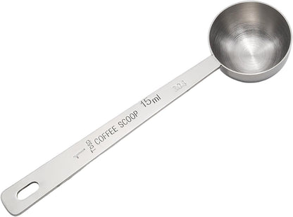 1 Pcs Silver Stainless Steel Coffee Scoop, Long Handle Measuring Scooper, 5.7in Spoon for Ground Bean/Powder/Espresso/Coffee Making/Home Baristas