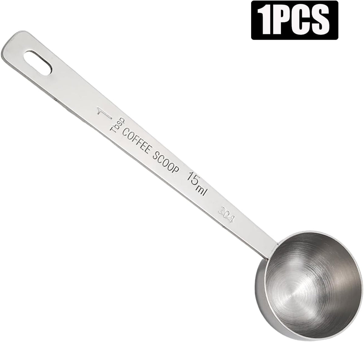 1 Pcs Silver Stainless Steel Coffee Scoop, Long Handle Measuring Scooper, 5.7in Spoon for Ground Bean/Powder/Espresso/Coffee Making/Home Baristas