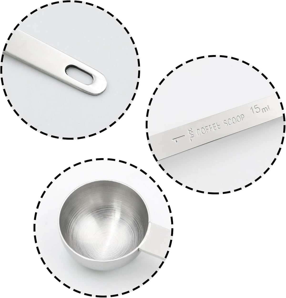 1 Pcs Silver Stainless Steel Coffee Scoop, Long Handle Measuring Scooper, 5.7in Spoon for Ground Bean/Powder/Espresso/Coffee Making/Home Baristas