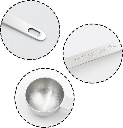 1 Pcs Silver Stainless Steel Coffee Scoop, Long Handle Measuring Scooper, 5.7in Spoon for Ground Bean/Powder/Espresso/Coffee Making/Home Baristas
