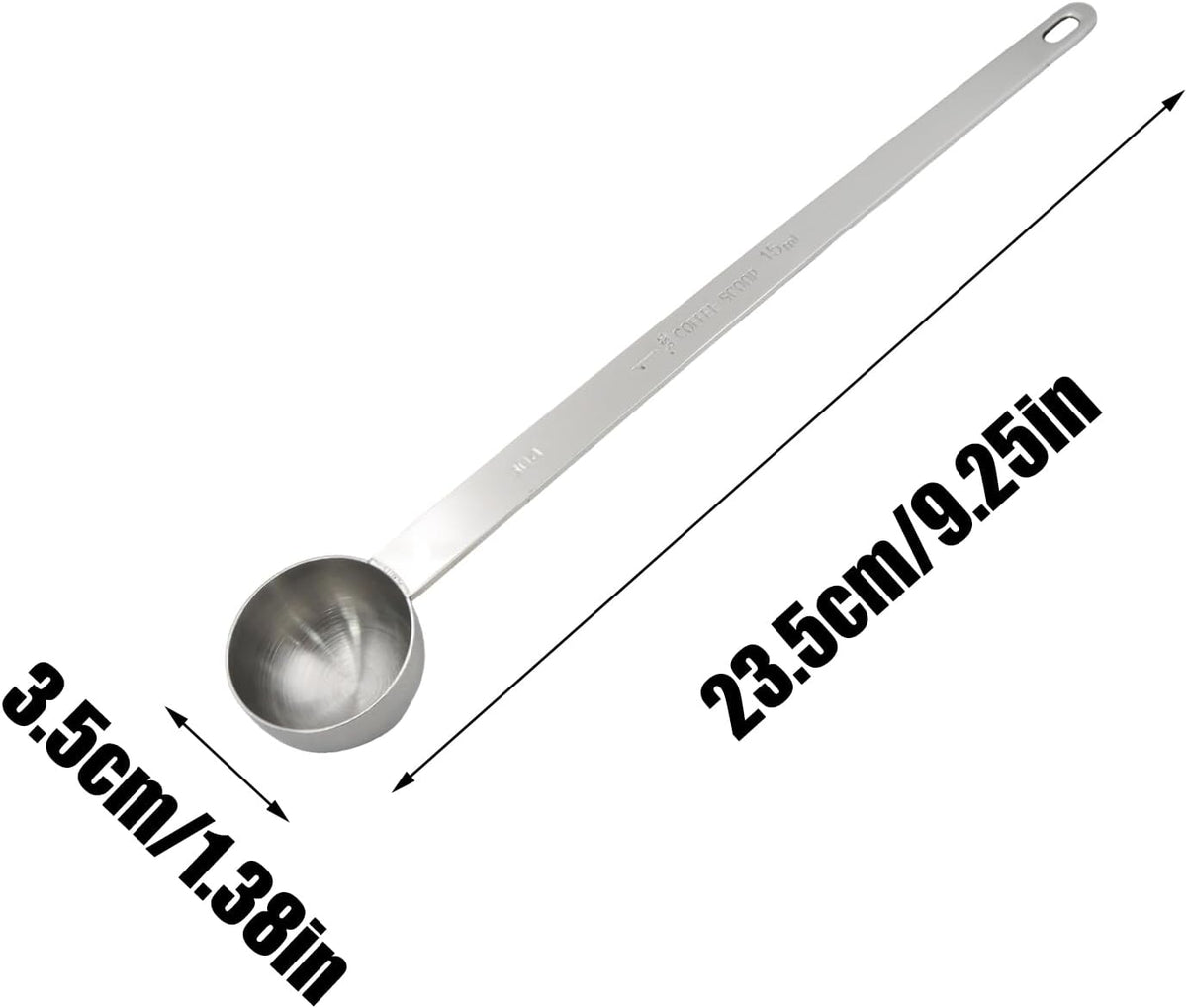 1 Pcs Silver Stainless Steel Coffee Scoop, Long Handle Measuring Scooper, 5.7in Spoon for Ground Bean/Powder/Espresso/Coffee Making/Home Baristas