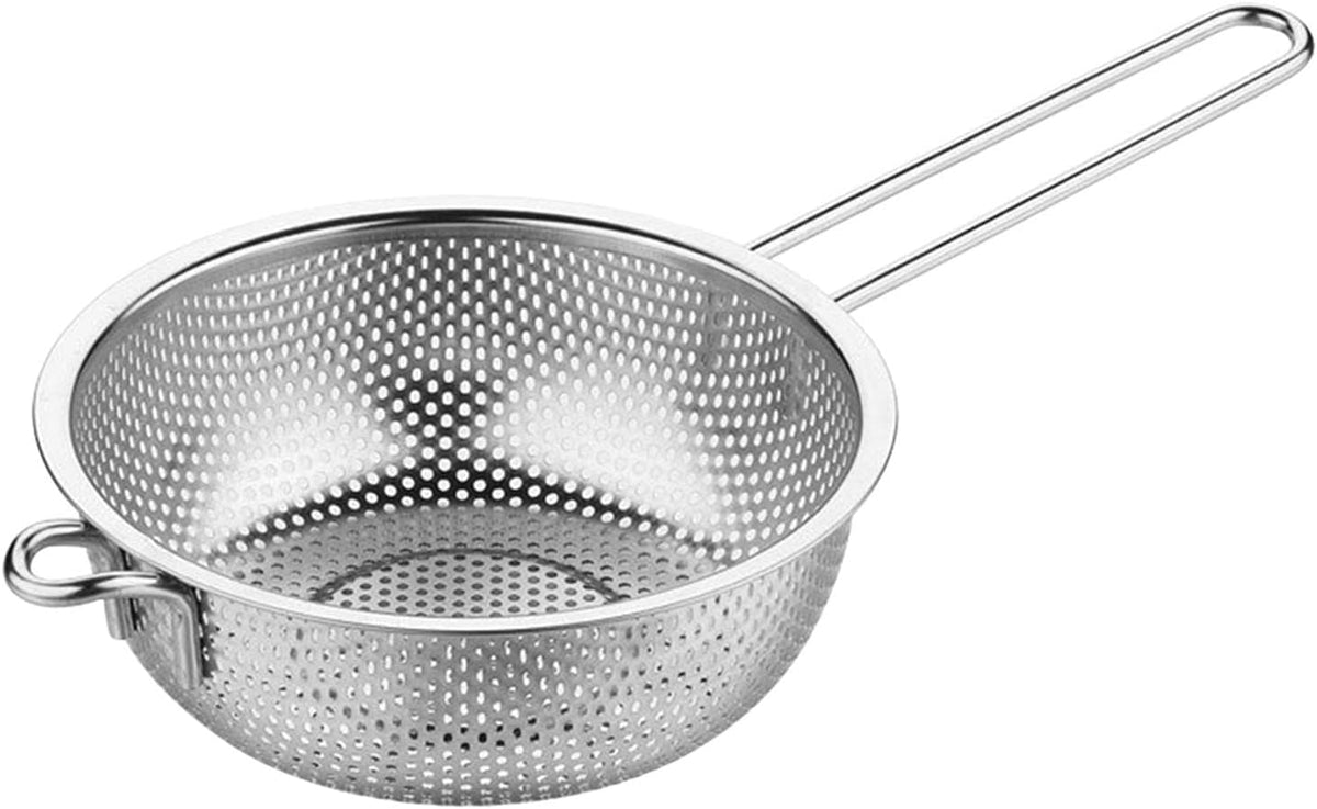 Stainless Steel Colander with Handle, 6.38Inch Fine Mesh Strainer Kitchen Food Strainer, Large Metal Colander Great for Pasta, Noodles, Vegetables and Fruits