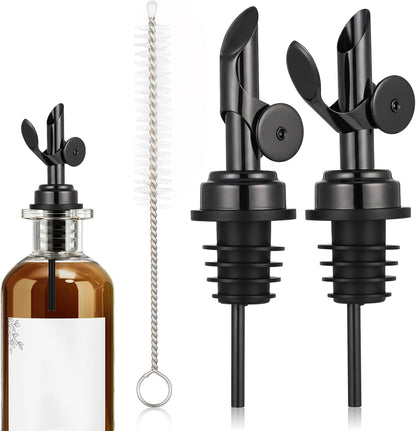 2 PCS Weighted Stainless Steel Bottle Pourers, Olive Oil Dispenser Spout, Self Closing Liquor Pour Spout, Weighted Pourer for Liquor Bottles, Oil Bottles, Vinegar, Syrup and Alcohol, Gold