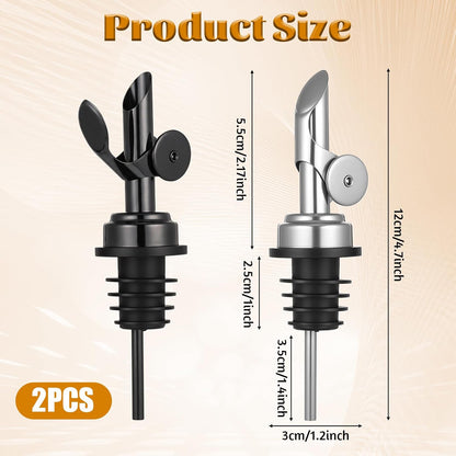 2 PCS Weighted Stainless Steel Bottle Pourers, Olive Oil Dispenser Spout, Self Closing Liquor Pour Spout, Weighted Pourer for Liquor Bottles, Oil Bottles, Vinegar, Syrup and Alcohol, Gold