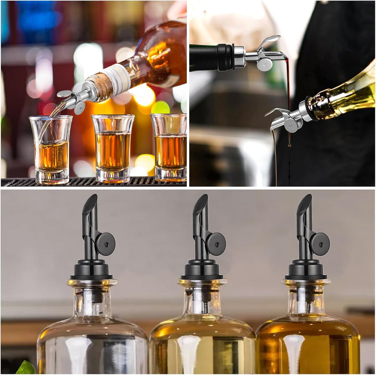 2 PCS Weighted Stainless Steel Bottle Pourers, Olive Oil Dispenser Spout, Self Closing Liquor Pour Spout, Weighted Pourer for Liquor Bottles, Oil Bottles, Vinegar, Syrup and Alcohol, Gold