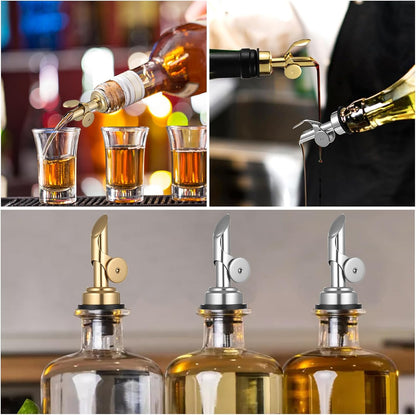 2 PCS Weighted Stainless Steel Bottle Pourers, Olive Oil Dispenser Spout, Self Closing Liquor Pour Spout, Weighted Pourer for Liquor Bottles, Oil Bottles, Vinegar, Syrup and Alcohol, Gold