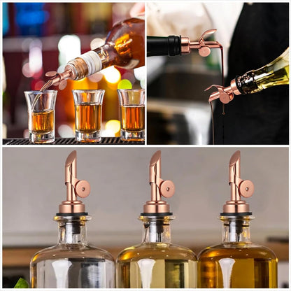 2 PCS Weighted Stainless Steel Bottle Pourers, Olive Oil Dispenser Spout, Self Closing Liquor Pour Spout, Weighted Pourer for Liquor Bottles, Oil Bottles, Vinegar, Syrup and Alcohol, Gold