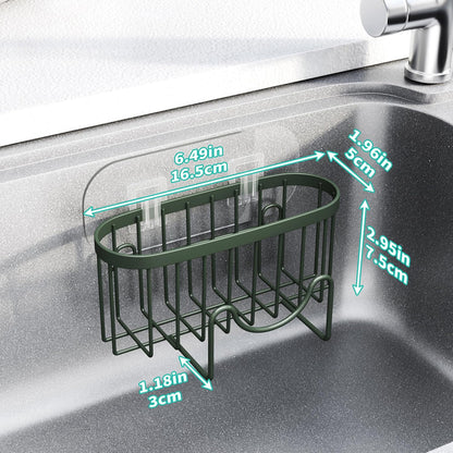 Multifunctional Sponge Holder with Unique M-Shaped, 2 Installation Methods Kitchen Sink Caddy Organizer, Rustproof Stainless Steel Kitchen Organizers and Storage Essentials - Black