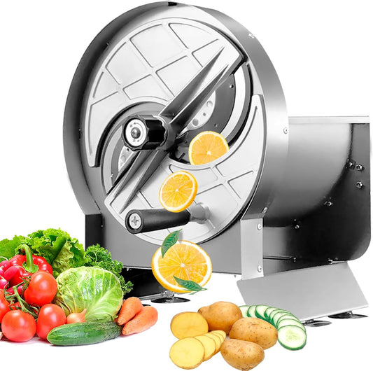 Commercial Vegetable Slicer Stainless Steel for Tomato Onion Potato Lime 0-0.5'' Thickness Adjustable Manual Fruit Cutter with 6 Suction Cups
