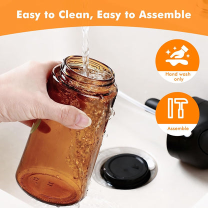 Oil Sprayer for Cooking,470ml Cooking Olive Oil Sprayer and Oil Dispenser 2 In 1, Food-grade Glass Oil Spray Bottle Mister for Air Fryer, BBQ, Griddle (Black+dark green glass and color label)