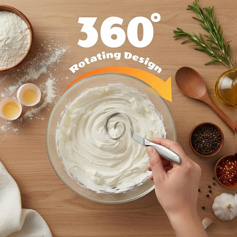 Seamless Dough Whisk, 2026 New 430 Stainless Steel Dutch Bread Dough Whisk Tool for Sourdough Bread Baking, Whisking, Pizza, Pastry, Cake Batter, Biscuits (1)