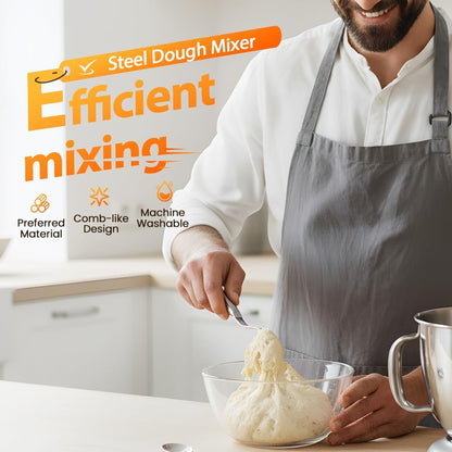 Seamless Dough Whisk, 2026 New 430 Stainless Steel Dutch Bread Dough Whisk Tool for Sourdough Bread Baking, Whisking, Pizza, Pastry, Cake Batter, Biscuits (1)