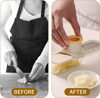Versatile Ginger Grater, Garlic Mincer - Kitchen Small Grater with Safe Hand Guard Design for Ginger & Garlic, Stainless Steel Blades for Grating, Julienne & Thin Slicing (2 Pack)