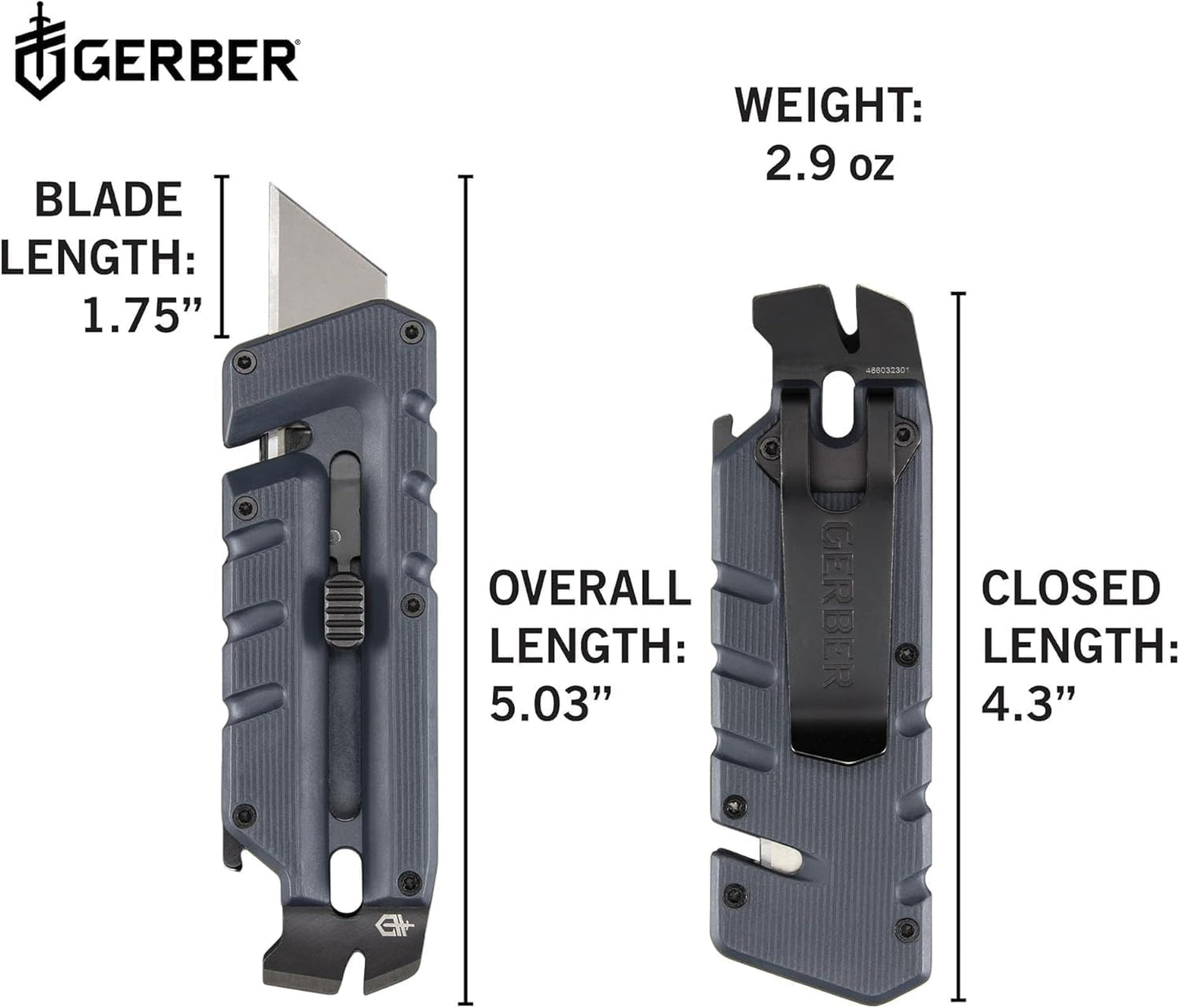 Prybrid Pocket Knife Multitool 8-in-1 Box Cutter, Bottle Opener,Blue