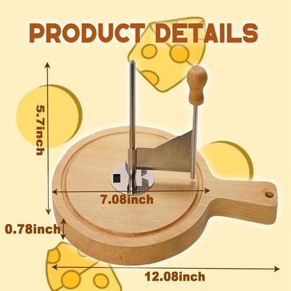 Cheese Curler Wheel, Stainless Steel Cheese Curler Wheel, Handheld Rotary Stainless Cutter Steel Blade and Wooden Base for Home Restaurants Cafes Bakery Dessert Shops