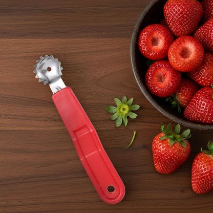 4PCS Tomato Corer Tool, Stainless Steel Tomato Strawberry Top Remover, Strawberry Huller Stem Remover, Fruit Corer Tool for Dessert and Salad Making (Red)