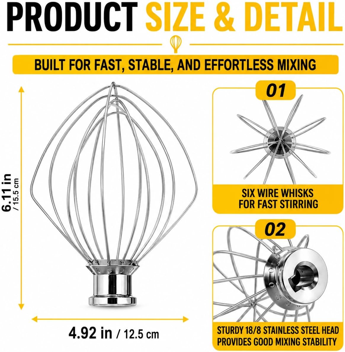 6-Pack Hand Mixer Attachments for Hamilton Beach 62632R 62682RZ