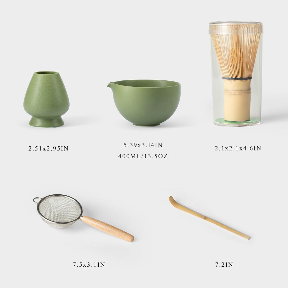 Matcha Whisk Set, Matcha Set with Ceramic Matcha Bowl, Bamboo Whisk & Holder, Sifter, Tea Scoop (Black Gold)