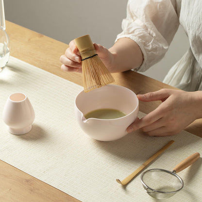 Matcha Whisk Set, Matcha Set with Ceramic Matcha Bowl, Bamboo Whisk & Holder, Sifter, Tea Scoop (Black Gold)