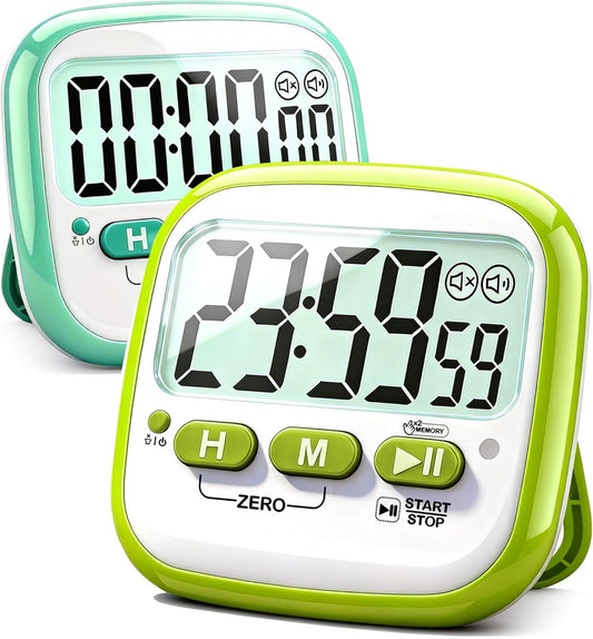 2 Pack Classroom Timers for Kids Teachers, Magnetic Countdown Digital Kitchen Timer for Cooking, Study, Exercise, Games, Time Mangement - Loud/Silent Mode - Battery Included
