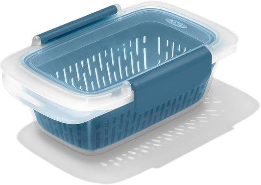 Good Grips Prep and Go Container With Colander - Ocean Blue