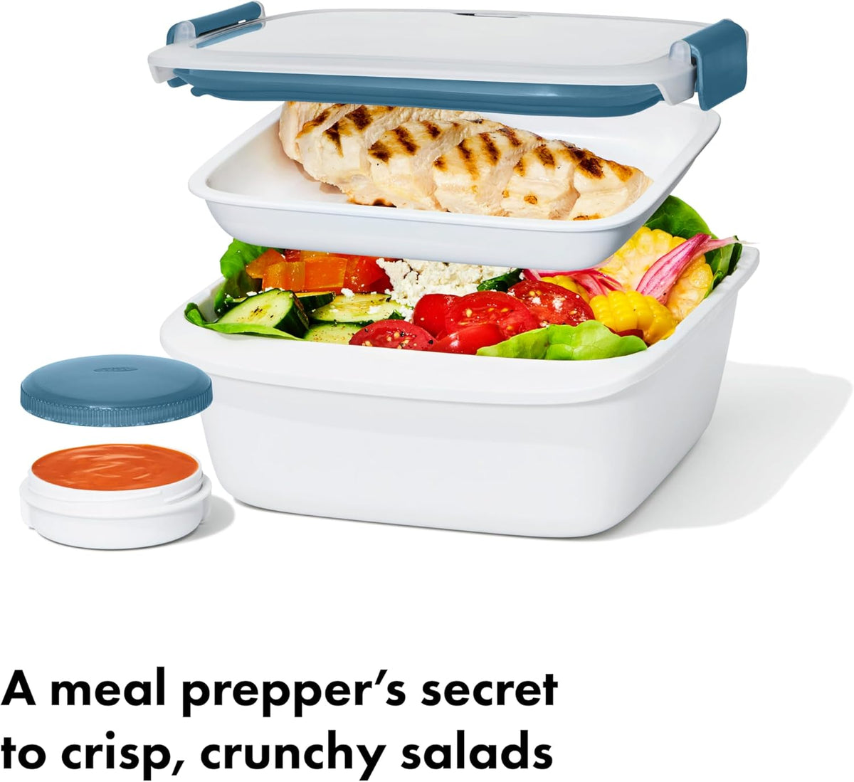 Good Grips Prep & Go Food Storage Container with Colander - Ocean Blue