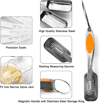 Magnetic Measuring Spoons Set Stainless Steel Magnetic Measuring Spoons