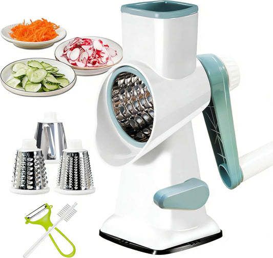 Dachenus Cheese Grater Rotary Cheese Grater,Versatile Cheese Shredder | Powerful suction cup base,Suitable for a wide range of ingredients,Safe hand-protection design,Detachable and easy to clean