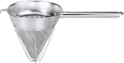 10-Inch Stainless Steel Fine Mesh Chinois Strainer | Large Strainer Reinforced Bouillon Strainer for Sauces, Soups, Purees, Pastes, Jelly, Custard, Curds and etc.