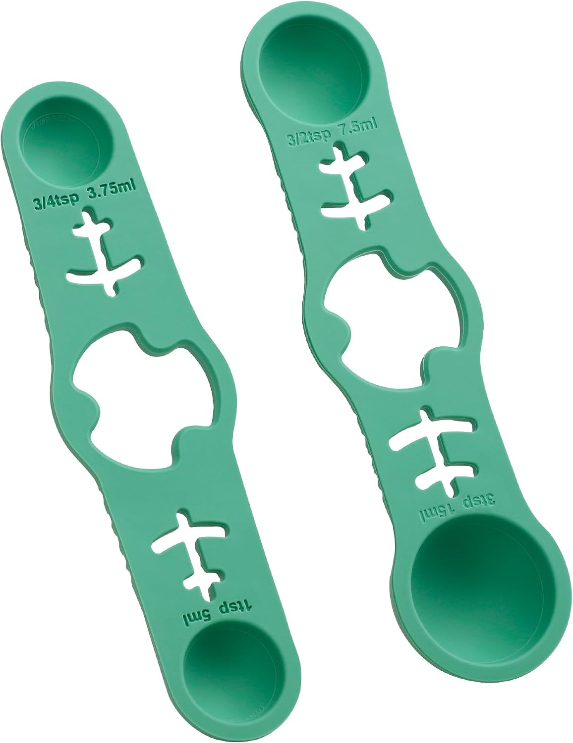 Silicone Magnetic Measuring Spoons, 2 Pack Coffee Measuring Spoons(4-size) - Equipped with strong N50 magnets – securely attach to any metal surface, Suitable for dry and liquid ingredients(Blue)