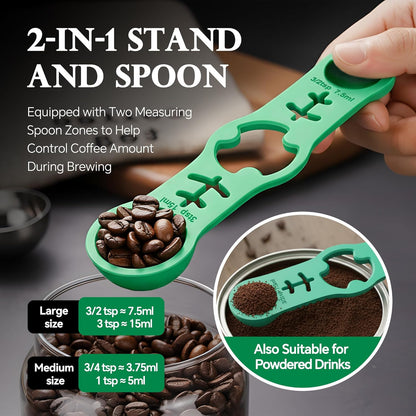 Silicone Magnetic Measuring Spoons, 2 Pack Coffee Measuring Spoons(4-size) - Equipped with strong N50 magnets – securely attach to any metal surface, Suitable for dry and liquid ingredients(Blue)