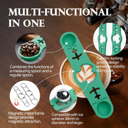 Silicone Magnetic Measuring Spoons, 2 Pack Coffee Measuring Spoons(4-size) - Equipped with strong N50 magnets – securely attach to any metal surface, Suitable for dry and liquid ingredients(Blue)