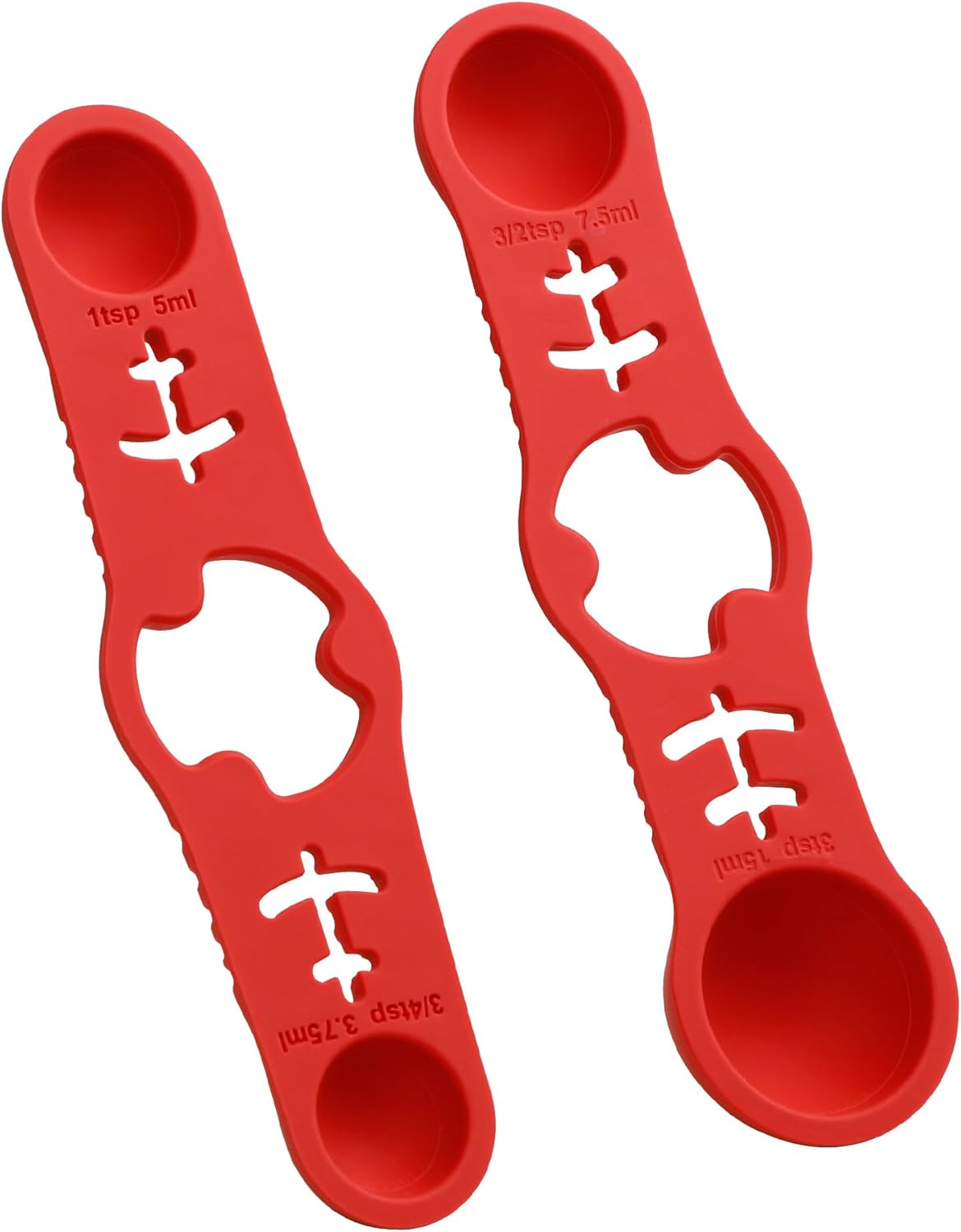 Silicone Magnetic Measuring Spoons, 2 Pack Coffee Measuring Spoons(4-size) - Equipped with strong N50 magnets – securely attach to any metal surface, Suitable for dry and liquid ingredients(Blue)