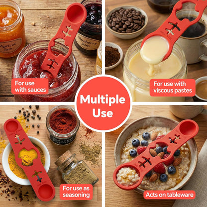 Silicone Magnetic Measuring Spoons, 2 Pack Coffee Measuring Spoons(4-size) - Equipped with strong N50 magnets – securely attach to any metal surface, Suitable for dry and liquid ingredients(Blue)