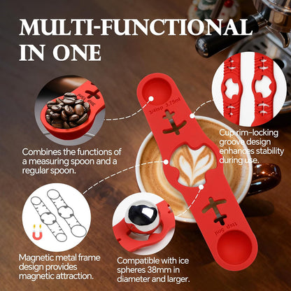 Silicone Magnetic Measuring Spoons, 2 Pack Coffee Measuring Spoons(4-size) - Equipped with strong N50 magnets – securely attach to any metal surface, Suitable for dry and liquid ingredients(Blue)