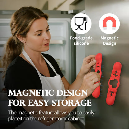 Silicone Magnetic Measuring Spoons, 2 Pack Coffee Measuring Spoons(4-size) - Equipped with strong N50 magnets – securely attach to any metal surface, Suitable for dry and liquid ingredients(Blue)