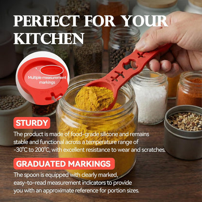 Silicone Magnetic Measuring Spoons, 2 Pack Coffee Measuring Spoons(4-size) - Equipped with strong N50 magnets – securely attach to any metal surface, Suitable for dry and liquid ingredients(Blue)