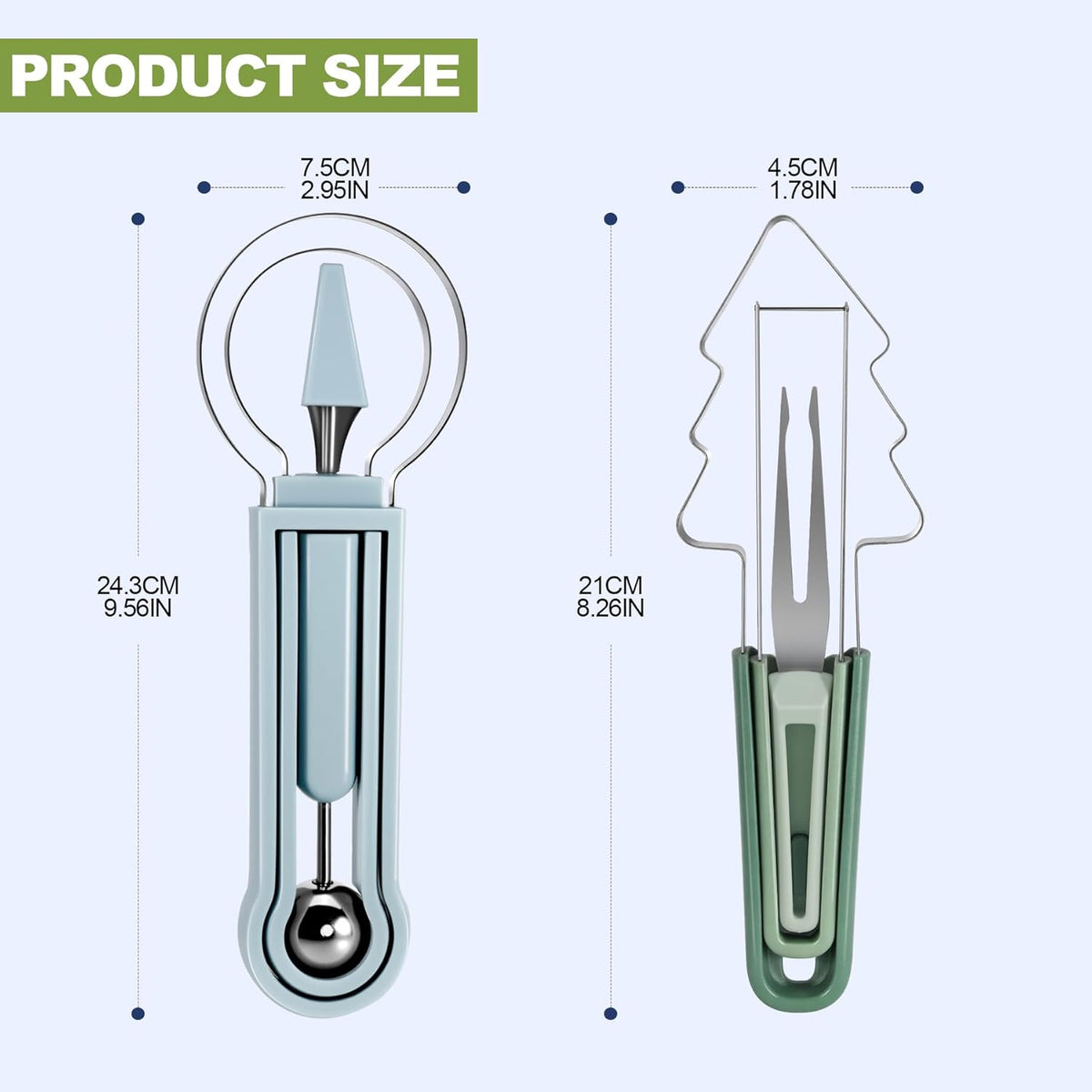 3-in-1 Watermelon cutter slicer tool set,Includes Christmas Tree Shaped Watermelon Slicer Cutter Tool and Melon Baller Scoop,Fruit Carving Tools for Watermelon,Cantaloupe and Dragon Fruit.
