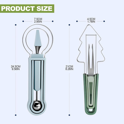 3-in-1 Watermelon cutter slicer tool set,Includes Christmas Tree Shaped Watermelon Slicer Cutter Tool and Melon Baller Scoop,Fruit Carving Tools for Watermelon,Cantaloupe and Dragon Fruit.