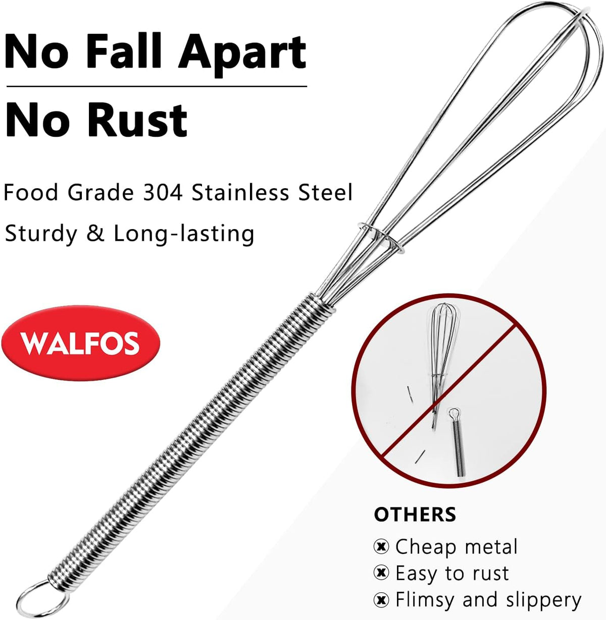 Silicone Whisk,Stainless Steel Wire Whisk Set of 3 -Heat Resistant 480°F Kitchen Whisks for Non-stick Cookware,Balloon Egg Beater Perfect for Blending,Whisking,Beating,Frothing & Stirring,Black