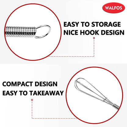 Silicone Whisk,Stainless Steel Wire Whisk Set of 3 -Heat Resistant 480°F Kitchen Whisks for Non-stick Cookware,Balloon Egg Beater Perfect for Blending,Whisking,Beating,Frothing & Stirring,Black