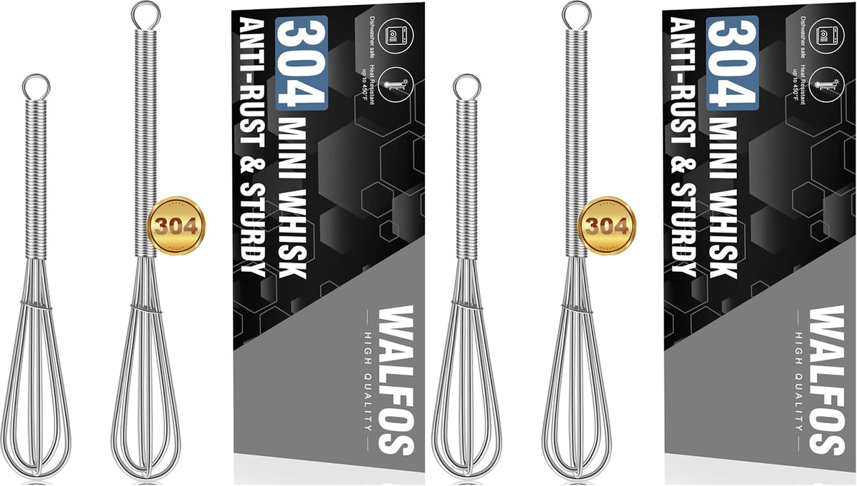 Silicone Whisk,Stainless Steel Wire Whisk Set of 3 -Heat Resistant 480°F Kitchen Whisks for Non-stick Cookware,Balloon Egg Beater Perfect for Blending,Whisking,Beating,Frothing & Stirring,Black