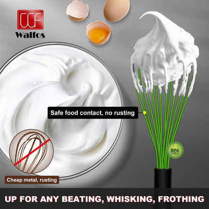 Silicone Whisk,Stainless Steel Wire Whisk Set of 3 -Heat Resistant 480°F Kitchen Whisks for Non-stick Cookware,Balloon Egg Beater Perfect for Blending,Whisking,Beating,Frothing & Stirring,Black