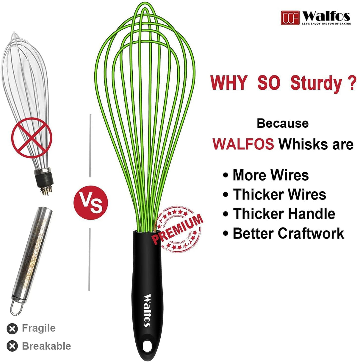 Silicone Whisk,Stainless Steel Wire Whisk Set of 3 -Heat Resistant 480°F Kitchen Whisks for Non-stick Cookware,Balloon Egg Beater Perfect for Blending,Whisking,Beating,Frothing & Stirring,Black
