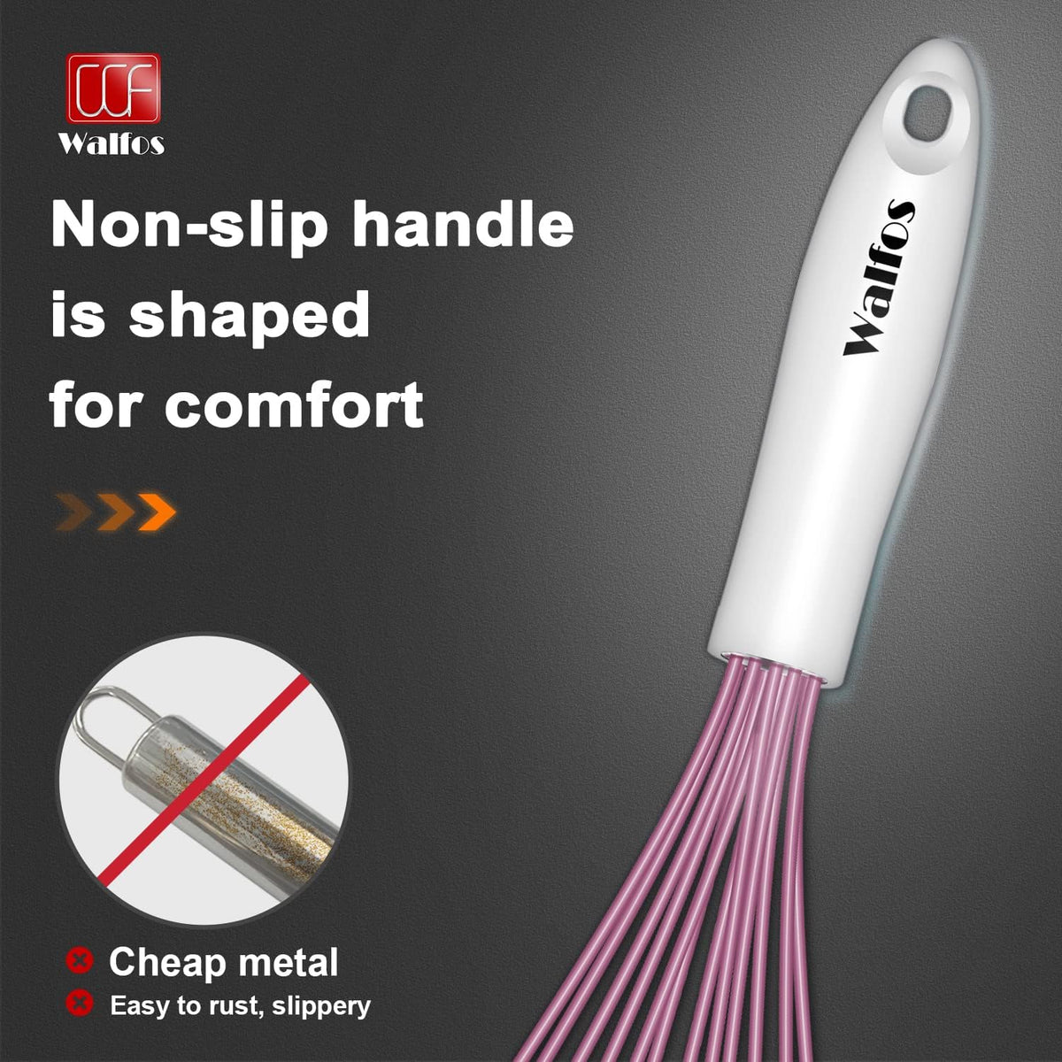 Silicone Whisk,Stainless Steel Wire Whisk Set of 3 -Heat Resistant 480°F Kitchen Whisks for Non-stick Cookware,Balloon Egg Beater Perfect for Blending,Whisking,Beating,Frothing & Stirring,Black