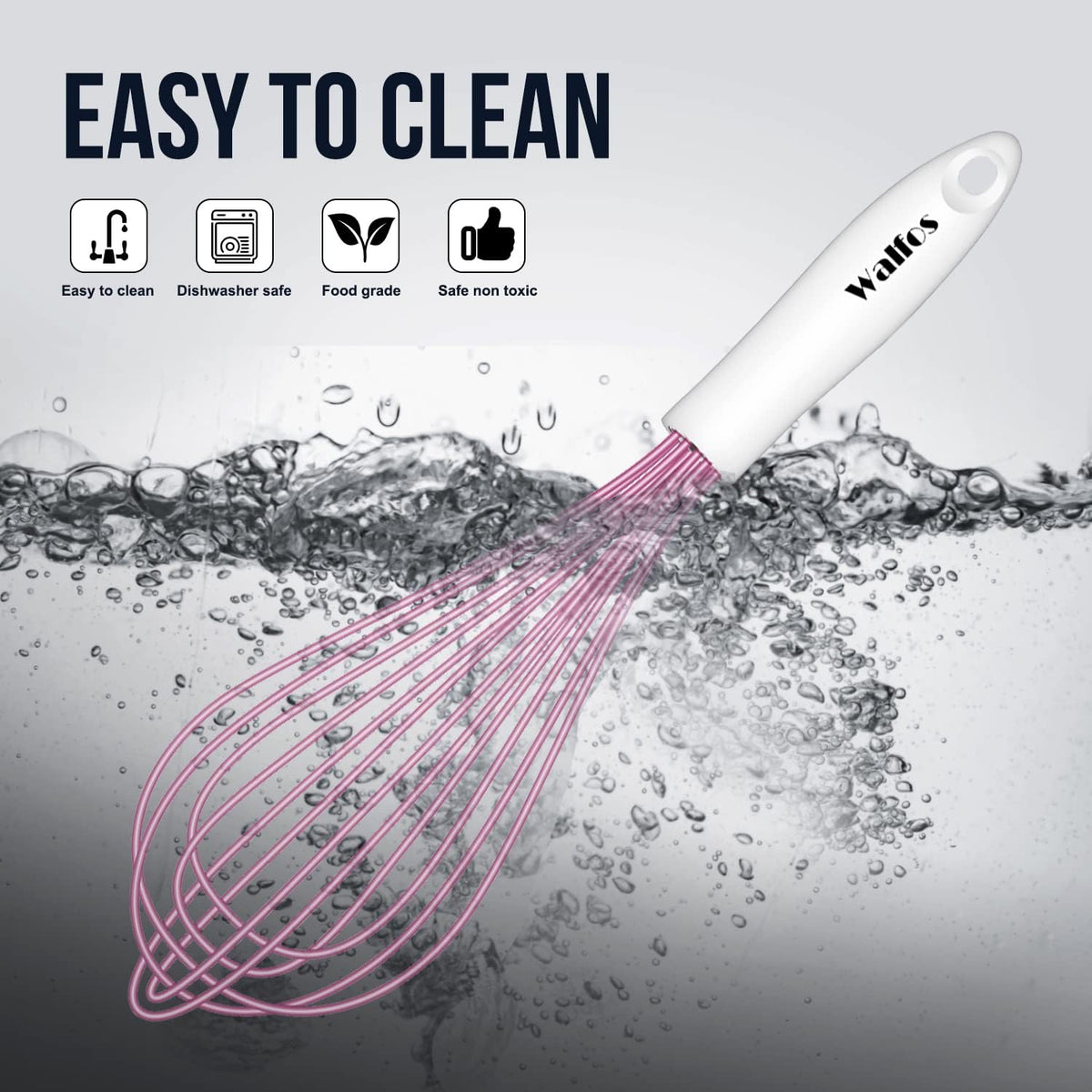 Silicone Whisk,Stainless Steel Wire Whisk Set of 3 -Heat Resistant 480°F Kitchen Whisks for Non-stick Cookware,Balloon Egg Beater Perfect for Blending,Whisking,Beating,Frothing & Stirring,Black