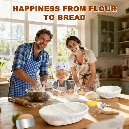 Beginner Sourdough Starter Kit, Sourdough Bread Baking Supplies, Bread Proofing Basket Set with Glass Sourdough Starter Jar, Sour Dough Bread Making Tools Kit Baking Gifts for Women Mom Wife