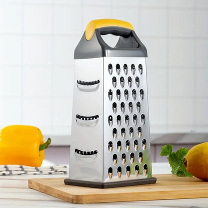 4 Sided Box Grater, Stainless Steel Cheese & Vegetable Grater with Handle