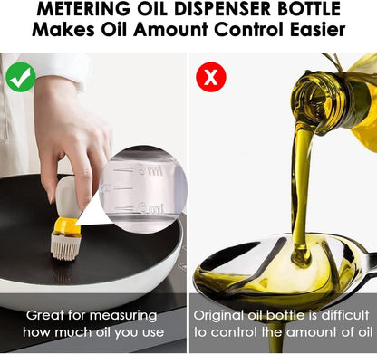 Oil Dispenser Bottle with Brush - 2 IN 1 Kitchen Olive Oil Container with Silicone Pastry Basting Brush for Cooking Vinegar Sauce BBQ Grill Frying, T-OB22, White