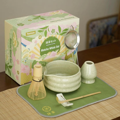 Yeemous 7 Pcs Matcha Whisk Set, Matcha Making Kit with Ceramic Bowl